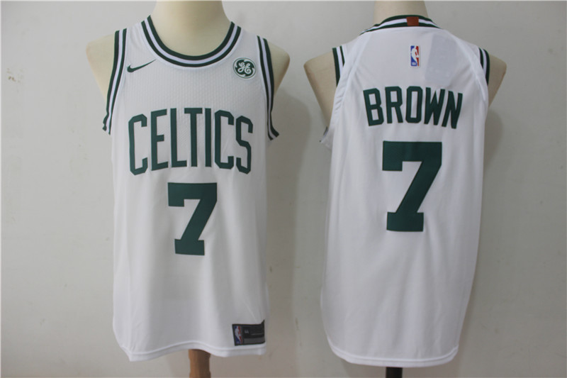 Men Boston Celtics #7 Brown White NBA Jerseys